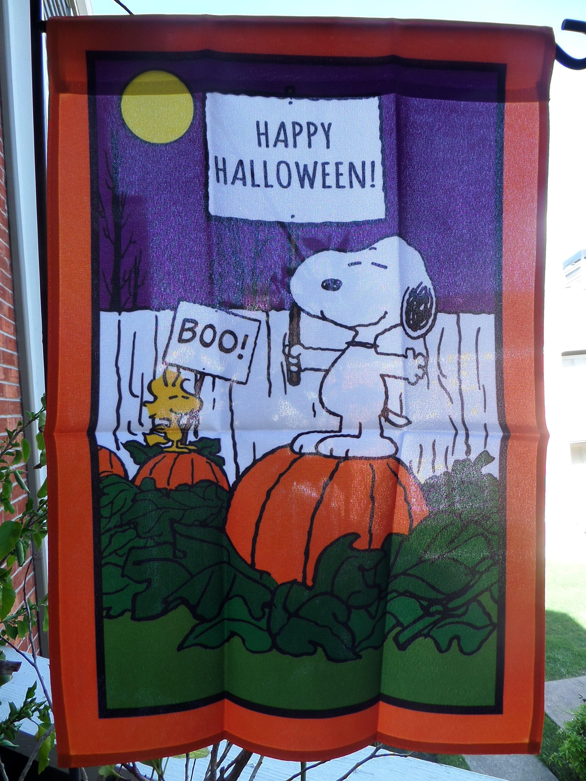 Peanuts Snoopy (Happy Halloween / BOO!) One Sided Garden Decorative Flag 12" X 18"