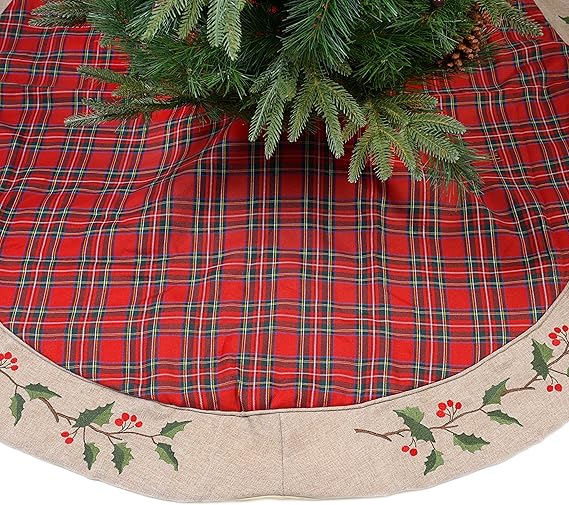 Christmas Ltd 56" Red Plaid Cotton Tree Skirt With
