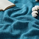 Bedsure 100% Cotton Muslin Blanket King Size for Bed - 4-Layer Breathable and Lightweight Thin Soft Summer Gauze Muslin Blanket for Adults, Teal, 108x90 Inches