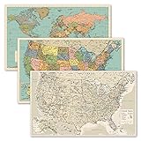 3 Pack - World & USA Map Chart