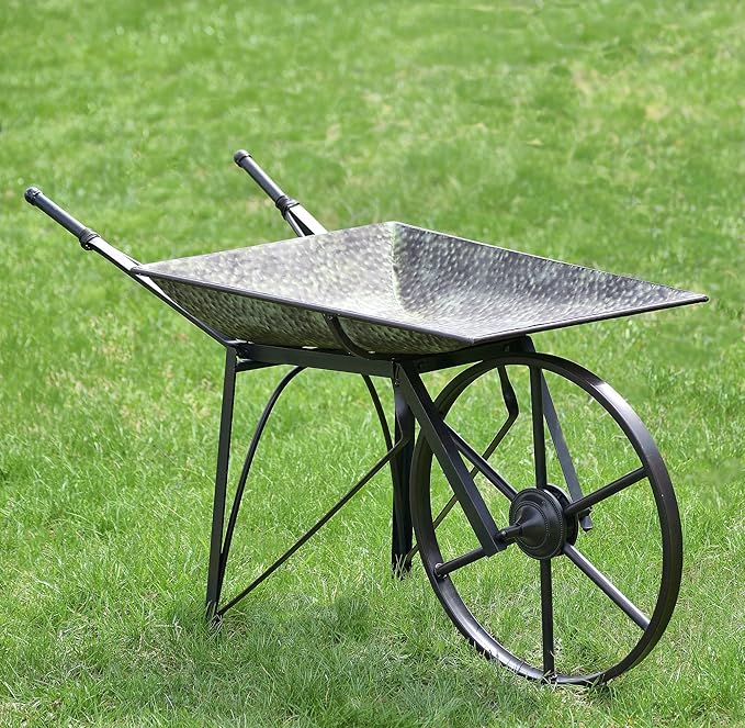Old Farm Style Decorative Wheelbarrow with Moving Wheel Garden & Outdoor