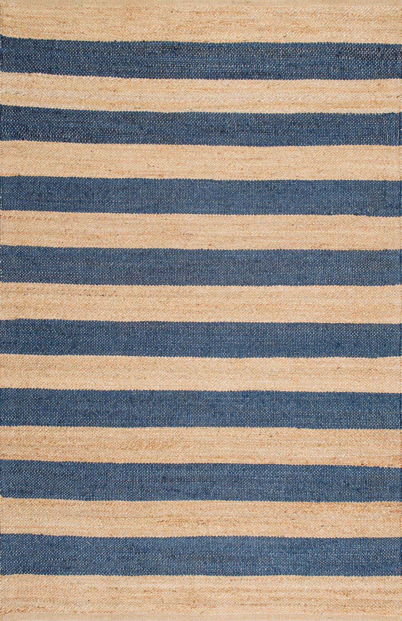 nuLOOM TADR03B Flatweave Stripes Jute Runner Rug, 2' 6" x 8', Denim
