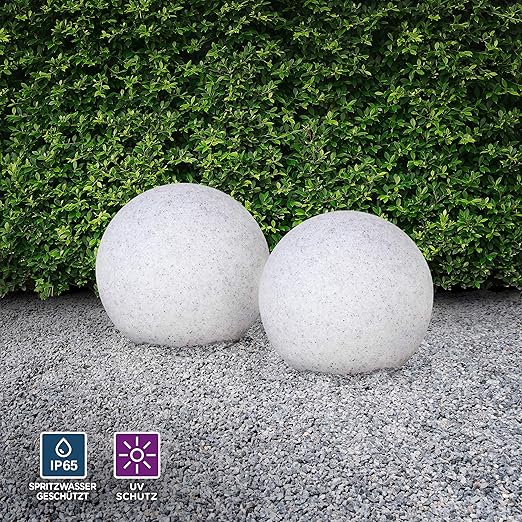 Kugelleuchte Aussen 2er Set Gartenlampe O20cm Stein Optik Aussenleuchte Spritzwassergeschutzt Gartenleuchte E27 Fassung Kugellampe Mit Erdspiess Amazon De Beleuchtung