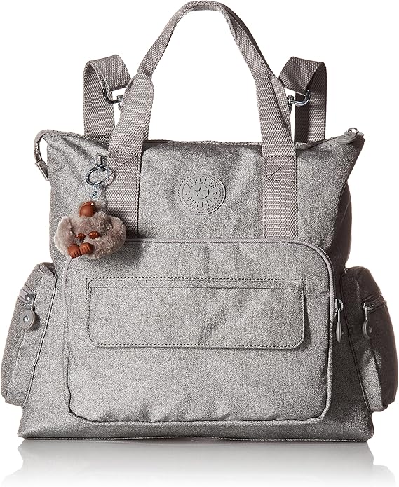 Kipling Women's Alvy Convertible Backpack Shoulder Handbag, Silver