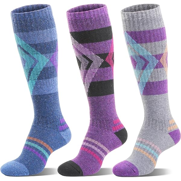 Lot De 5 Paires Chaussettes Randonnée Enfant En Laine - Chaudes, Épaisses - Taille 3-12 Ans