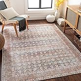 Livabliss Kemer Damask Washable Area Rug,6'7" x 9',Coral