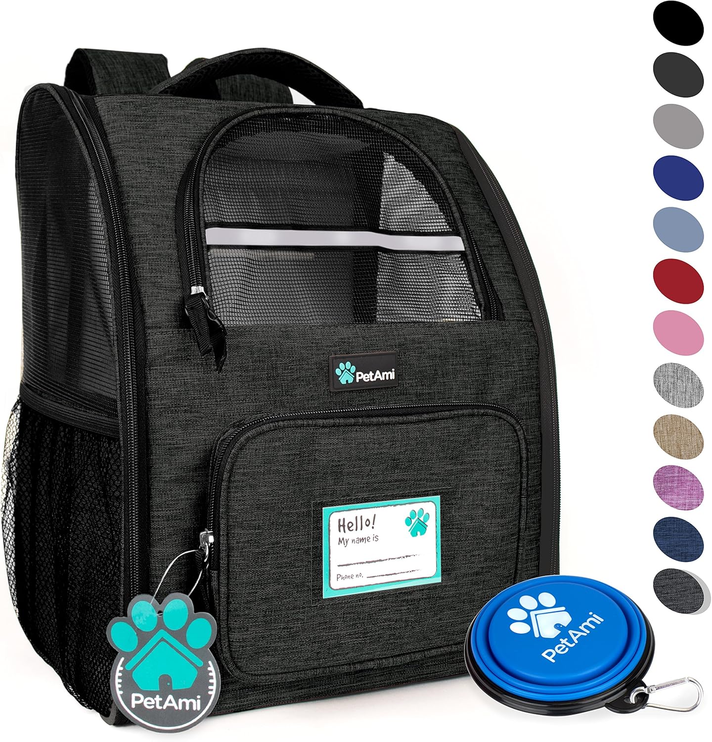 PetAmi Deluxe Pet Carrier Backpack for Small Cats and Dogs, Puppies | Ventilated Design, Two-Sided Entry, Safety Features and Cushion Back Support | for Travel, Hiking, Outdoor Use