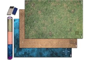 Ravnspire DND Battle Mat Ultimate 3 Pack Starter Set Accessory for RPG Role Playing Games 24" X 36" Ultradurable Non-Staining Dry/Wet Erase Premium Vinyl Battle Grid Terrain Pack 1