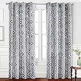 DriftAway Diamond Thermal/Room Darkening Grommet Unlined Window Curtains, Geometric Trellis Pattern, Set of Two Panels, Each 52"x84" (Gray)