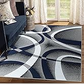 GLORY RUGS Area Rug 5x7 Navy Door Mat Modern Swirls Carpet Bedroom Living Room Contemporary Dining Accent Sevilla Collection 4816