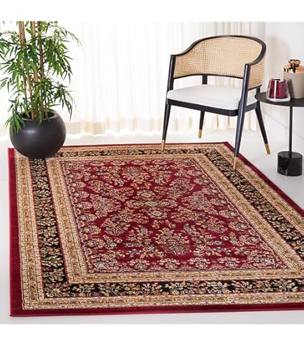 SAFAVIEH Lyndhurst Collection Area Rug - 8' x 11', Red & Ivory, Traditional Oriental Medallion Design, Non-Shedding & Easy Care, Ideal for High Traffic Areas in Living Room, Bedroom (LNH222B