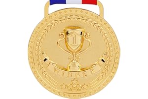 PRESTIGE PALACE AWARDS Gold Silver Bronze Medals for 1st 2nd 3rd Place Trophy Awards, Bright or Antique Finish with Attached Red White Blue Satin Ribbon - Sold Separately