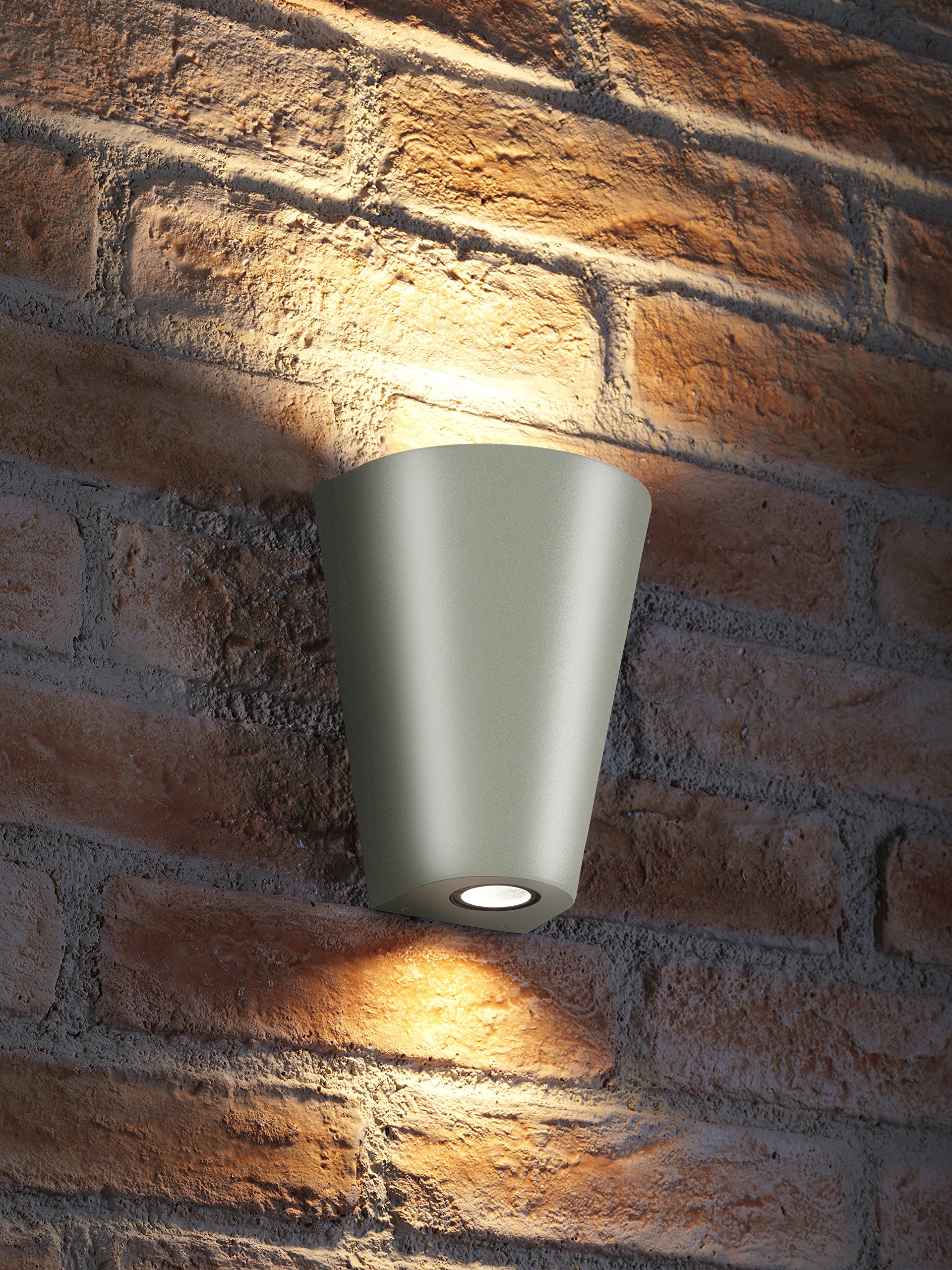 Auraglow Indoor/Outdoor Double Wall Up & Down Light - Silver - Warm White