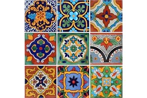 COLOR Y TRADICIÓN 9 Mexican Tiles 4"x 4" Hand Painted Talavera F- 40