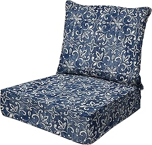 Honeycomb Indoor/Outdoor Boheme Deep Seat Chair Cushion Set: Recycled Polyester Fill, Weather Resistant Patio Cushions: Seat: 24