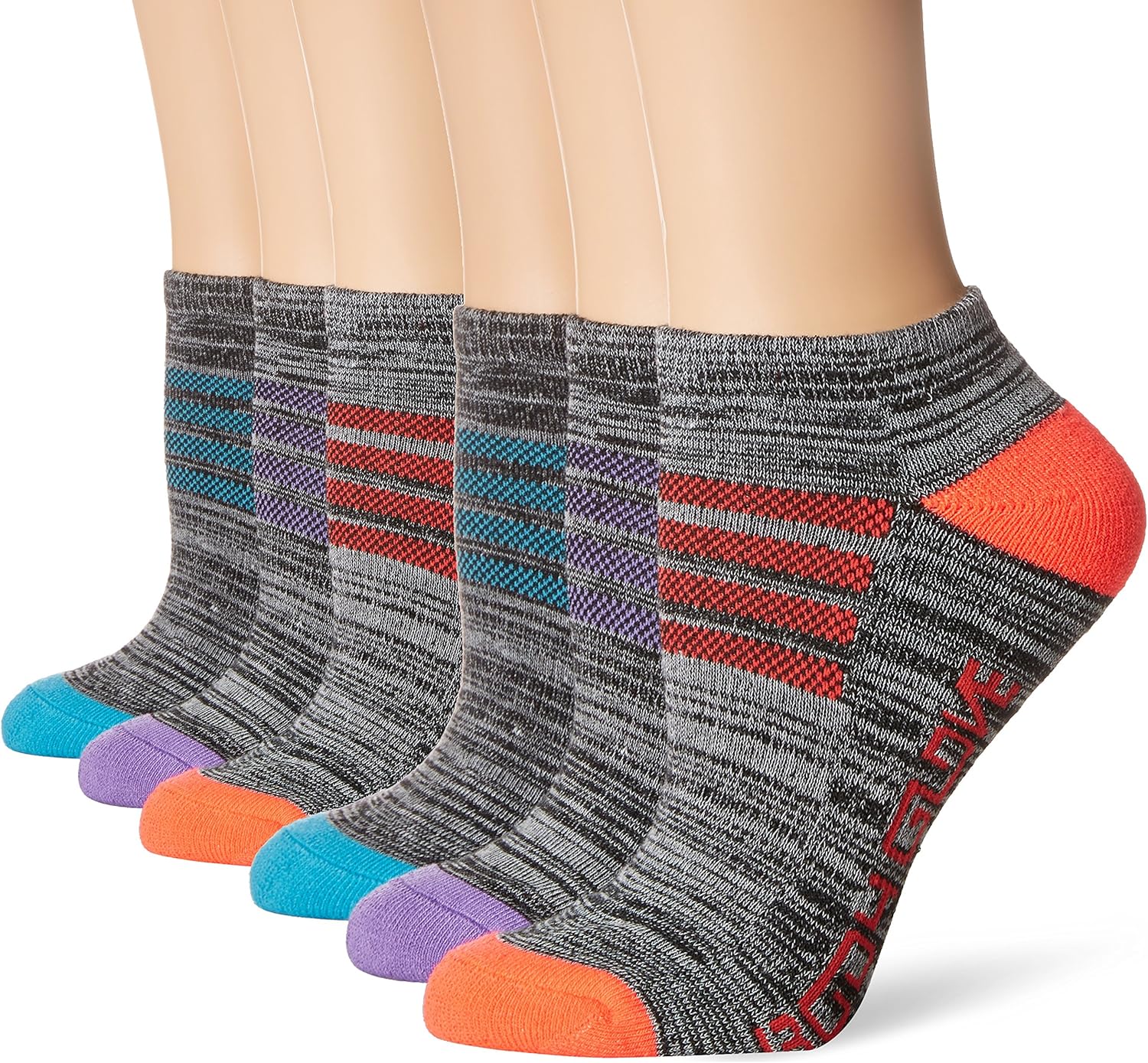 Body Glove Women's Ladies 6 Pack Athletic Low Cut Socks, Gray, 911 at