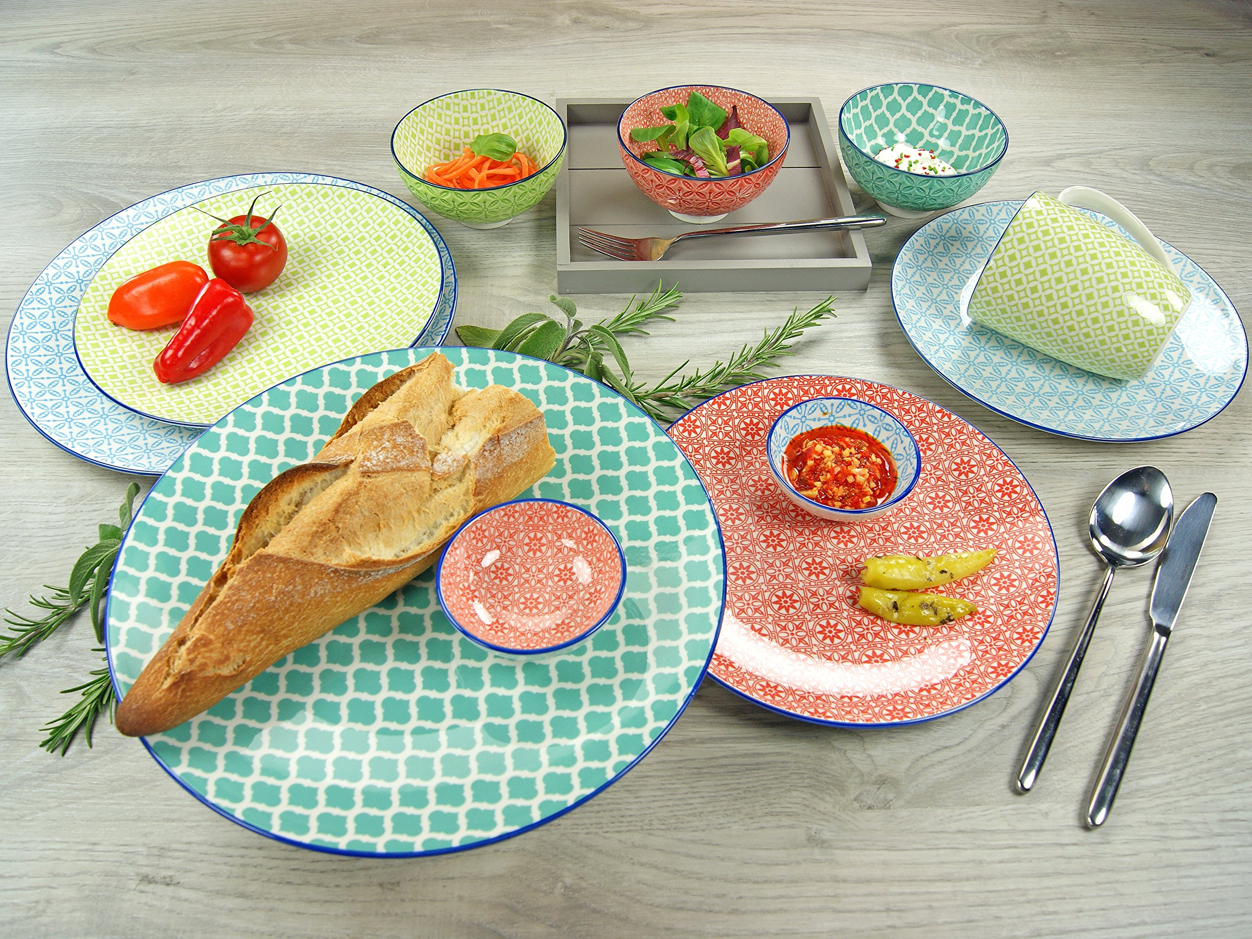 Creatable 21165 Mediterran Green Salad Soup Plate 21 Cm Set
