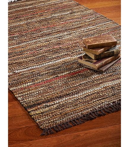 Amazon.com: HF by LT Handwoven Leather Shag Rug - 3' Round, Pecan