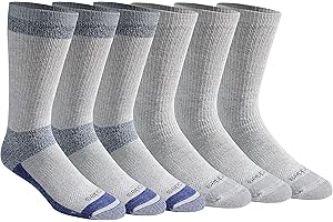 Dickies Men's Dri-tech Moisture Control Max Full Cushion Crew Socks, Available in M-xl (6, 12 Pairs)
