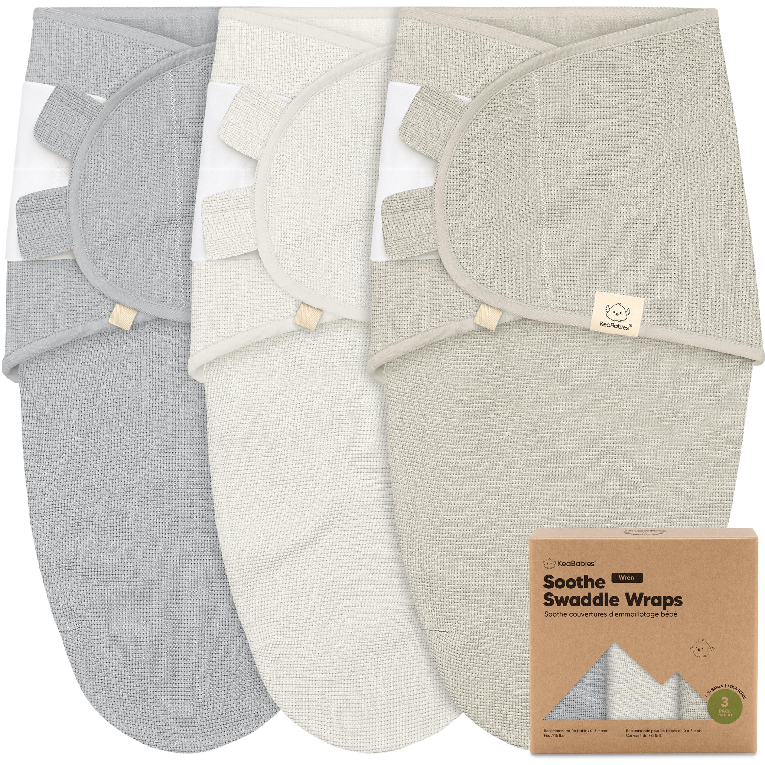 Photo 1 of 3-Pack Organic Swaddles for Newborns, Baby Sleep Sacks 0-3 Months - Baby Swaddle Wrap, Newborn Wearable Blanket, Infant Sleep Sack for Girls, Boys, Soft & Snug, Large Hook & Loop Closure (Granite)