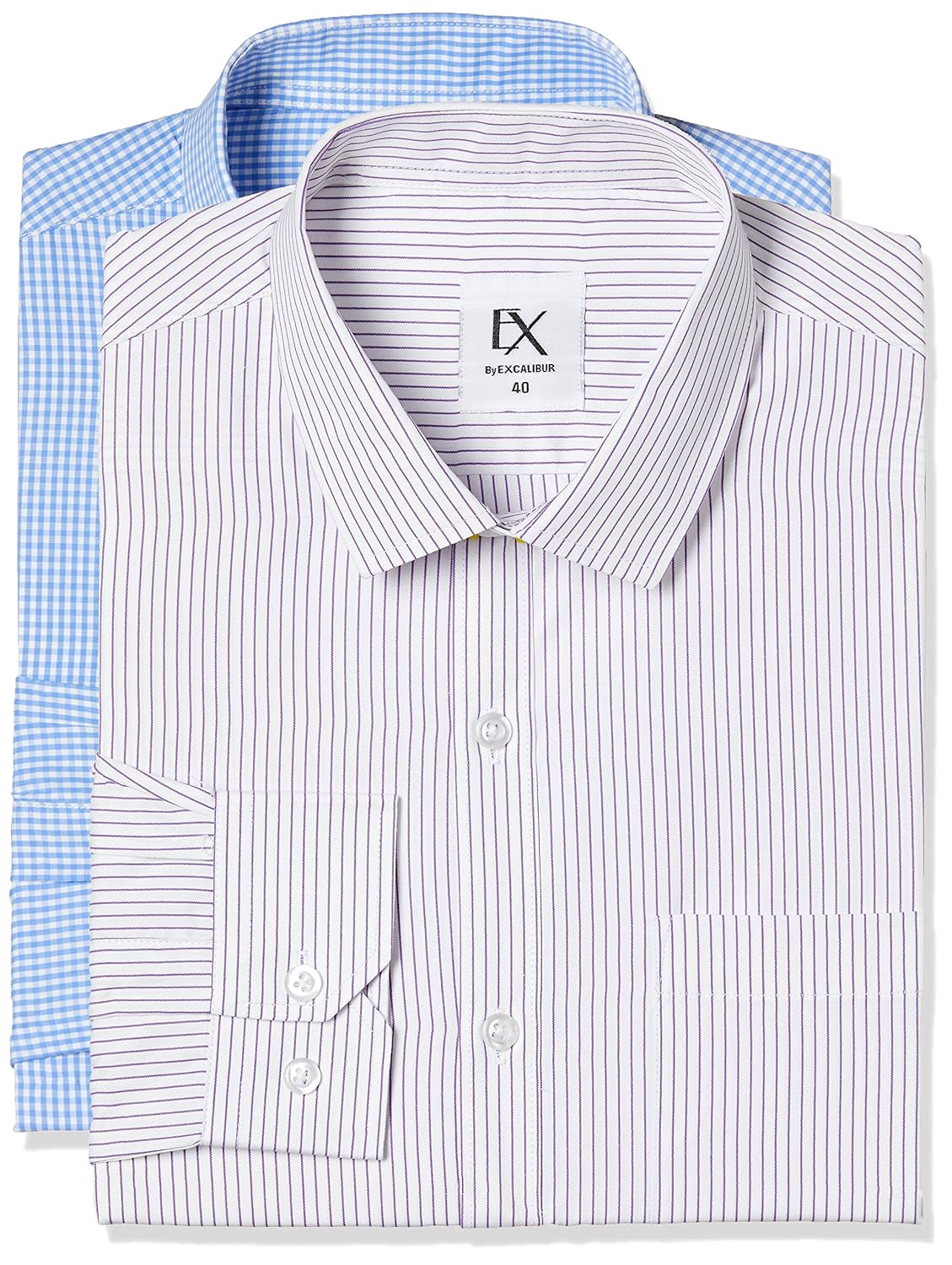 ex by excalibur men's solid regular fit formal shirt (pack of 2)