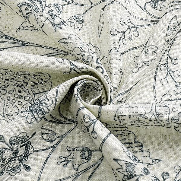VISION HOME BLUE FLORAL LINEN CURTAINS BACK TABS ROD POCKET SEMI SHEER FARMHOUSE WINDOW CURTAINS FOR BEDROOM LIVING ROOM LIGHT FILTERING DRAPES 63 INCH BLUE ON BEIGE 2 PANELS,54″ WX63 L