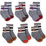 Carhartt Boy's Baby Camp Crew Sock-6 Pair Pack, Natural, tan, Orange, red, Brown, Shoe Size: 4-8.5 (18-36 Months)