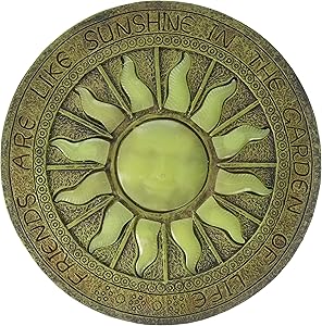 Plow & Hearth Solar Sun Glow-in-The-Dark Garden Stepping Stone - 10 Dia
