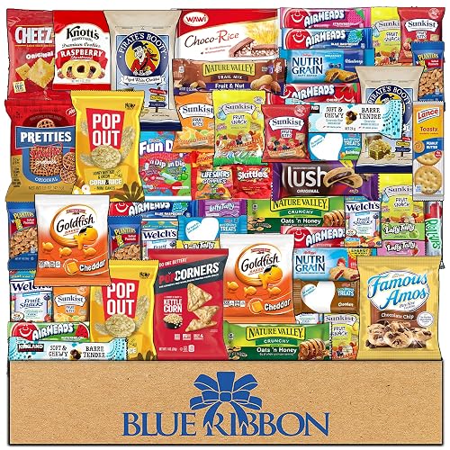 BLUE RIBBON Snack Box Care Package Variety Pack (53 Count) Cookies ...