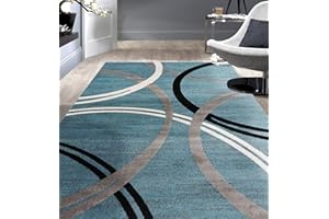 Rugshop Modern Wavy Circles Design Area Rug 7' 10" x 10'2" Blue