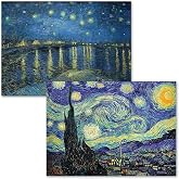 2 Pack - The Starry Night 1889 &amp; Starry Night Over the Rhone by Vincent Van Gogh - Fine Art Poster Prints (LAMINATED, 18" X 24")