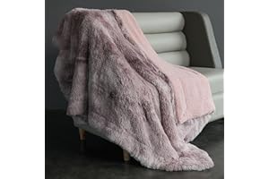 MAXICOZY Fuzzy Faux Fur Blanket, Soft Fluffy Sherpa Throw Blanket for Couch, Cozy Plush Fleece Throw Blankets for Women, Warm Thick Winter Blankets, Reversible Pink Throw Blanket