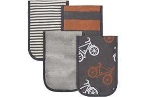 Grow by Gerber Baby Boys 4-Pack Terry Burp Cloths, Grey/Ivory/Orange, One Size