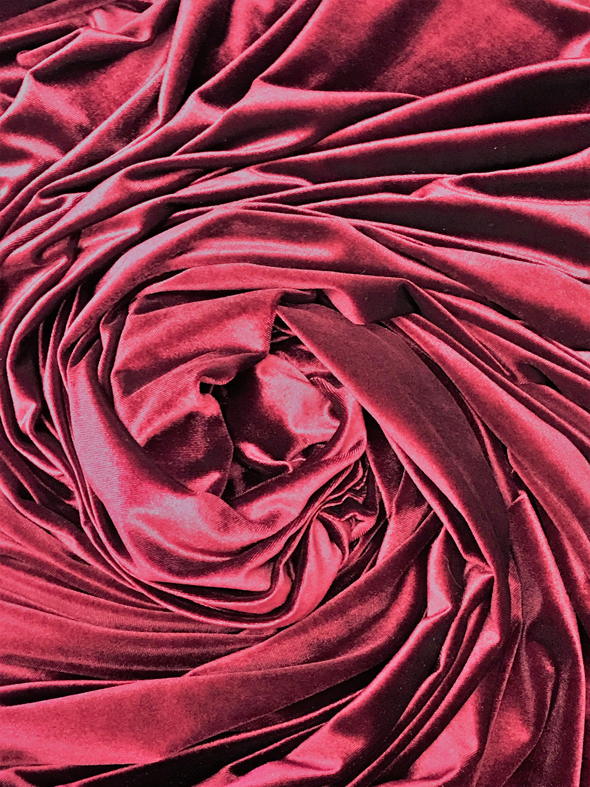 Stretch Velvet by The Yard (Burgundy)