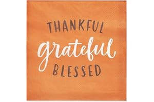 American Greetings 50-Count 6.5 in. x 6.5 in. Lunch Napkins, Thankful Thanksgiving Party Supplies