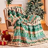 Ramees Christmas Throw Blanket, Christmas Decorations Blankets and Throws, Fuzzy Cozy Soft Warm Fleece Sherpa Winter Holiday Blanket for Bed Couch Sofa Reindeer Snowflakes