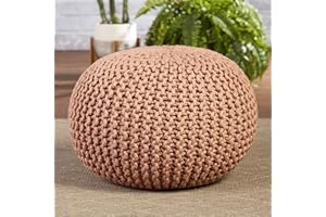 Jaipur Living Asilah Indoor/Outdoor Solid Blush Round Pouf,20"X20"X14",KAR03