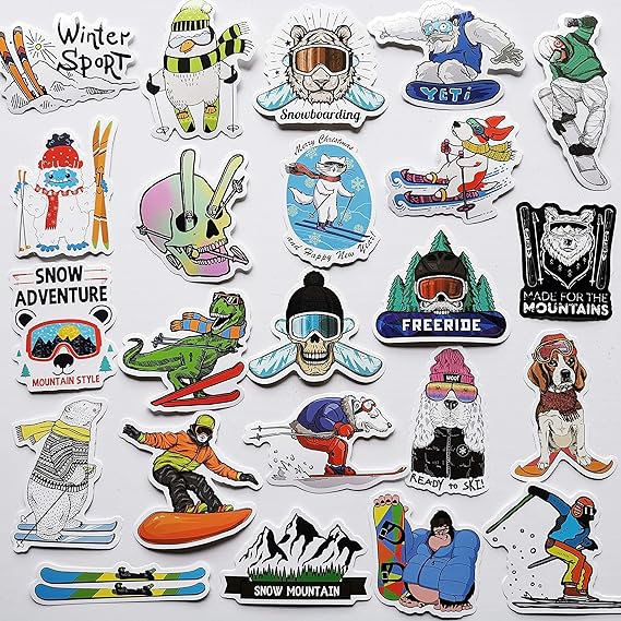 50Pcs Funny Ski Stickers Ski Helmet Decals Cool Snowboard Stickers