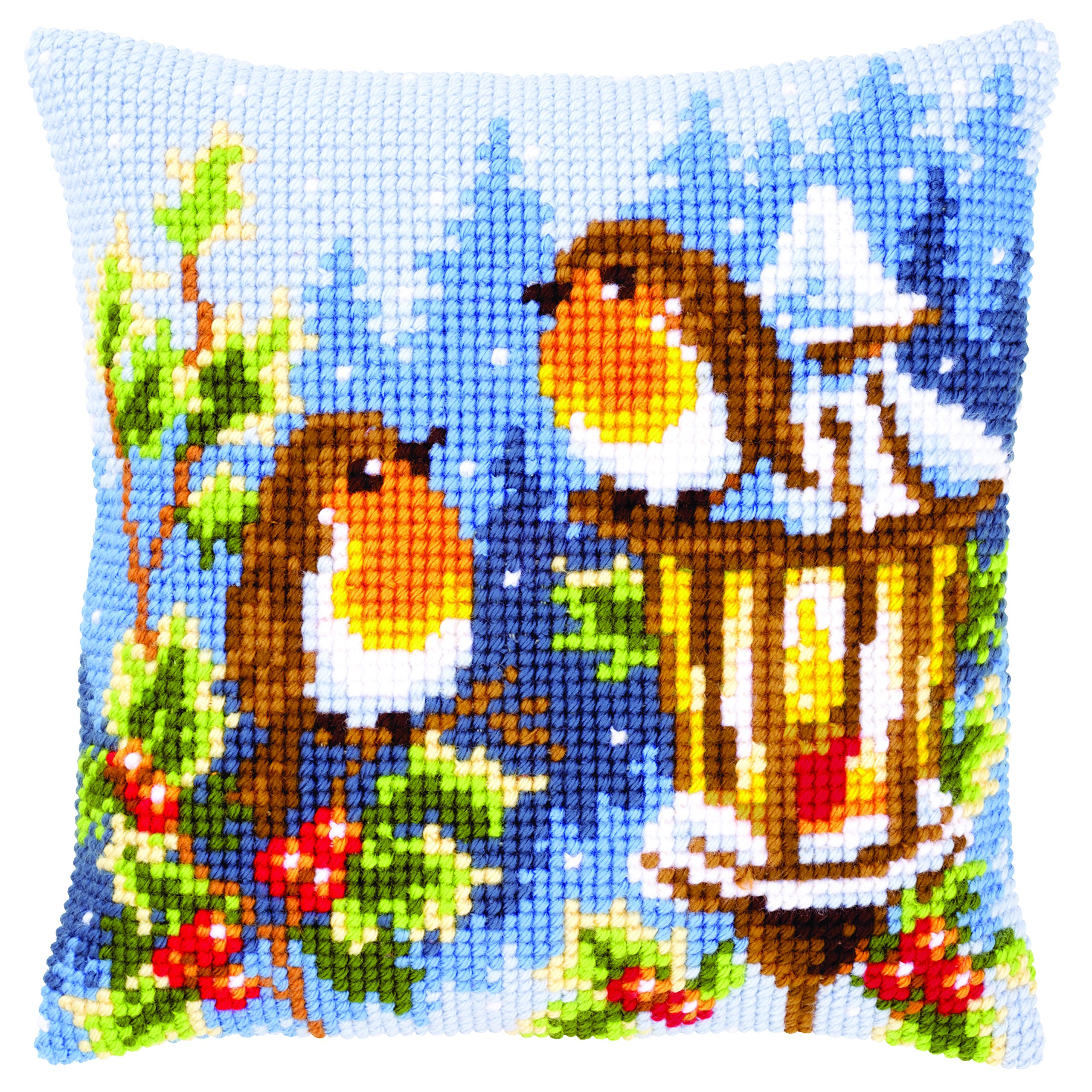 Vervaco Cross Stitch Cushion Robins at the Lantern