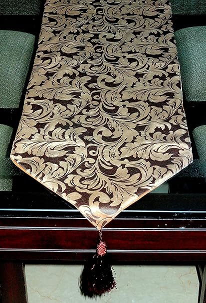 Decorika Pretty Velvet Printed Table & Bed Runner - Brown
