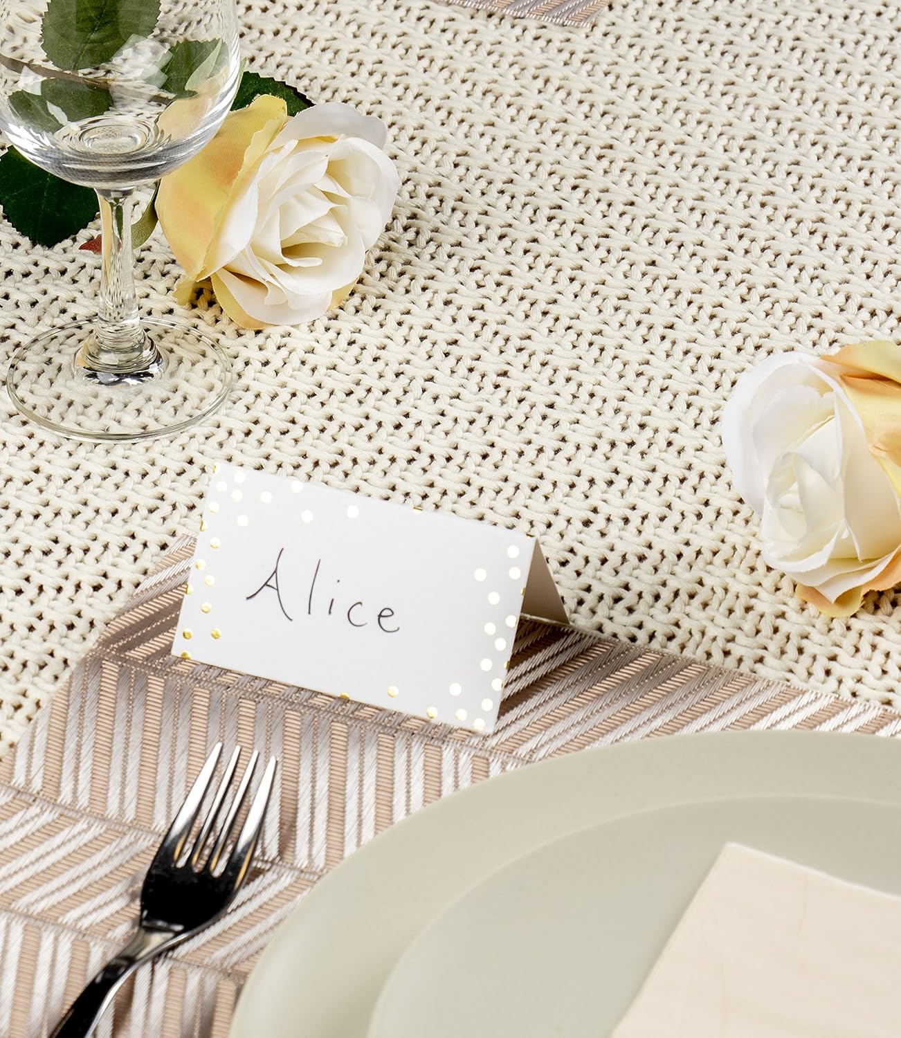 100 Pack Wedding Place Cards for Table Setting Blank Table Name Cards, Gold Foil Polka Dot Place Cards for Birthday Banquet - Image 3