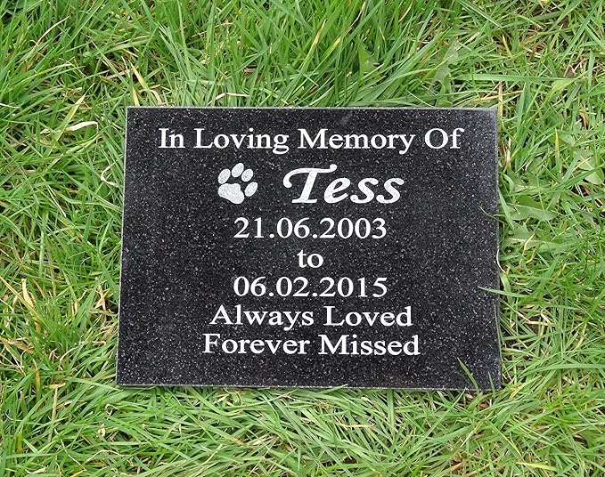 Personalised Engraved Natural Granite Pet Dog or Cat Memorial Plaque