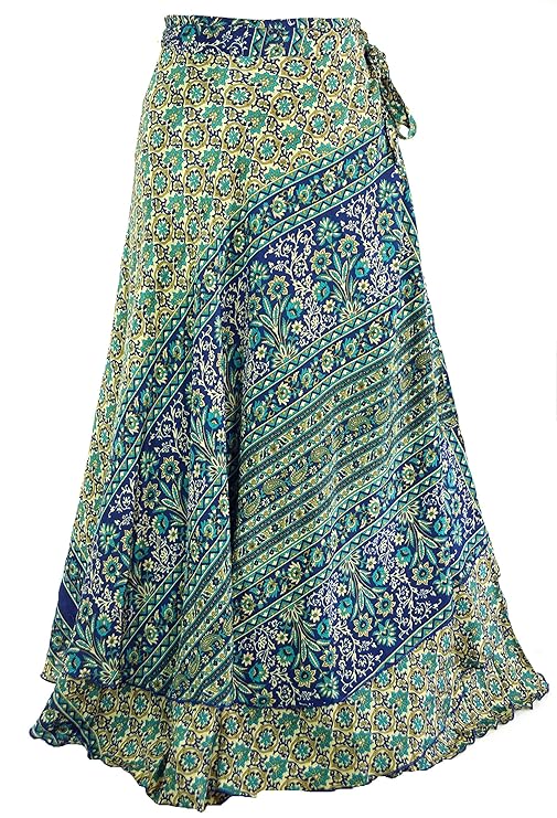 Guru-Shop Langer Boho Wickelrock, Ethno Flamencorock, Maxirock, Stufenrock, Damen, Schwarz, Synthetisch, Size:One Size, Lange