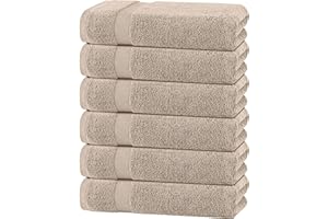 WHITE CLASSIC Wealuxe Taupe Bath Towels 24x50 Inch, Cotton Towel Set for Bathroom, Hotel, Gym, Spa, Soft Extra Absorbent Quick Dry 6 Pack