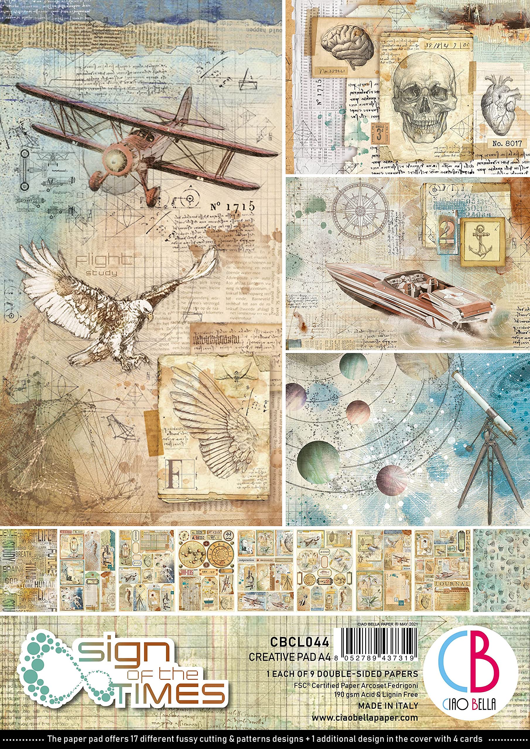Ciao Bella Paper Creative Pad, Sign of The Times, 9 Designs/1 Each, OSFA