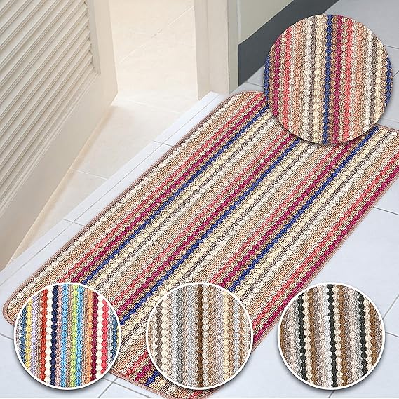 eXtreme MODERN WASHABLE NON SLIP KITCHEN UTILITY HALL LONG RUNNER DOOR MAT RUG (Brown, 90CM X