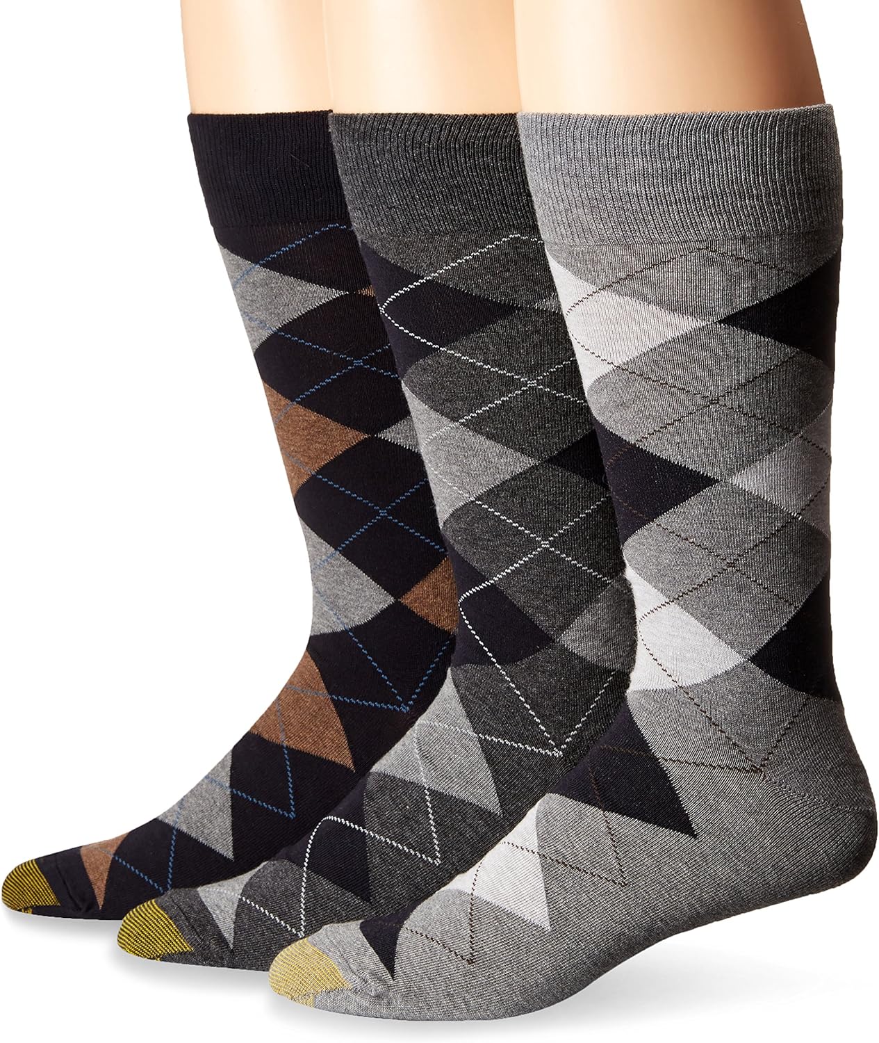 Gold Toe Men's Carlyle Argyle Extended Size Crew Socks (Pack of 3