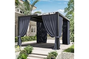 Kimunuk Gazebo Universal Replacement Privacy Curtain,10'X12' Gazebo Outdoor Waterproof Curtains, 4-Panels Sidewall Curtains with Double Zipper for Patio, Garden and Backyard (Only Curtains, Navy Blue)