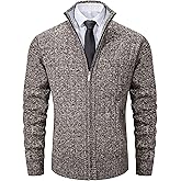 Vcansion Men's Slim Fit Full Zip Up Stand Collar Casual Knitted Sweaters Cardigan with Pockets