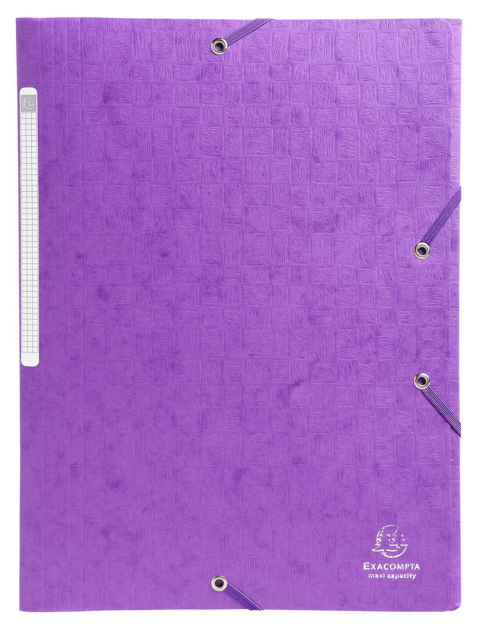 Exacompta - Ref 55757E - Scotten Elasticated 3-Flap Folders - Suitable for A4 Documents, 425gsm Embossed Mottled Pressboard, FSC-Certified - Violet (Pack of 10)